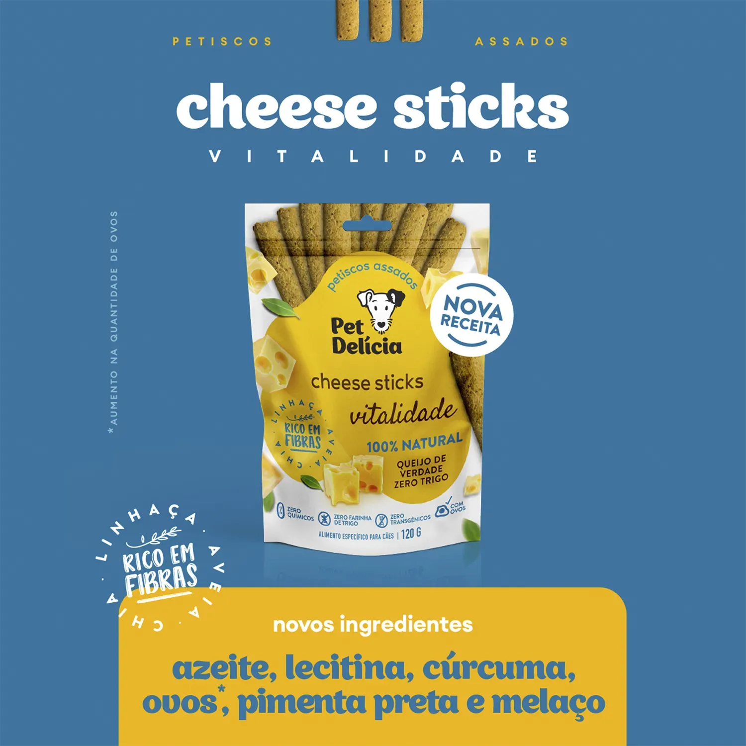 Petisco Pet Delícia Cheese Sticks Vegetariano